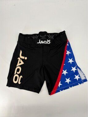 Jaco Resurgence MMA Fight Shorts Mens 32 Black USA Stars Stripes Grappling BJJ